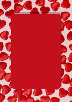 a person is holding a red heart in front of a red frame