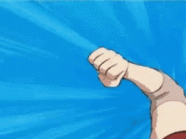 a close up of a fist with a blue background .