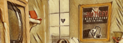 a painting of a room with a sign on the wall that says ' i 'm no fool '