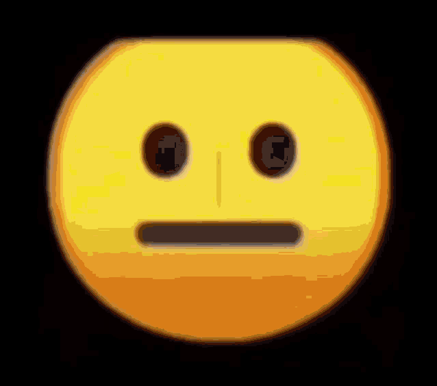 a close up of a yellow smiley face with black eyes and a black mouth on a black background .