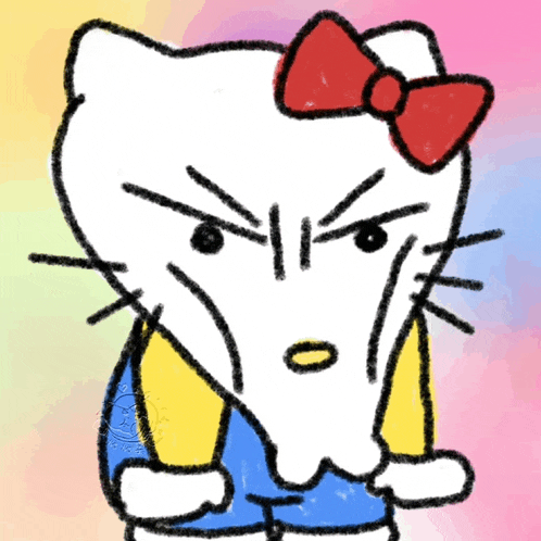 a drawing of a hello kitty with a red bow