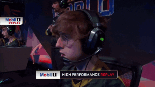 a man wearing a headset with the words high performance replay on the bottom