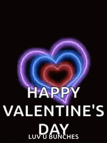 a valentine 's day greeting with neon hearts and the words " happy valentine 's day "
