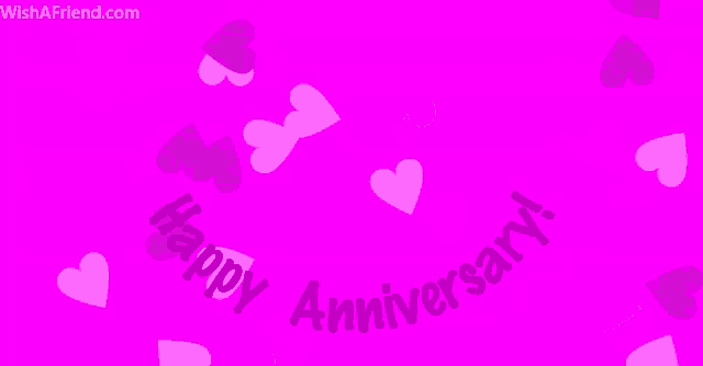 a pink background with the words happy anniversary
