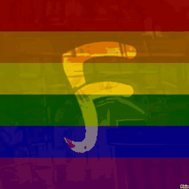 a picture of a rainbow flag with the letter f on it