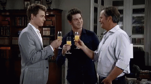 Three Guys Awkwardly Cheersing GIF - Champagne Cheers Awkward GIFs