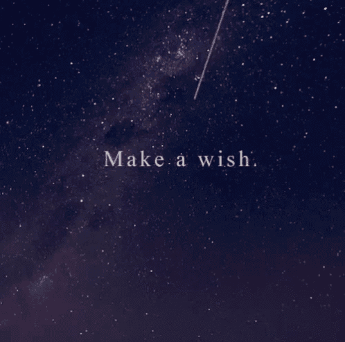 a night sky with the words make a wish in white letters