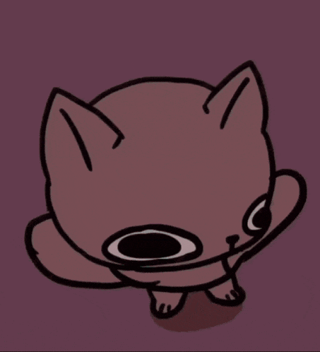 a cartoon drawing of a cat with big eyes and a long nose