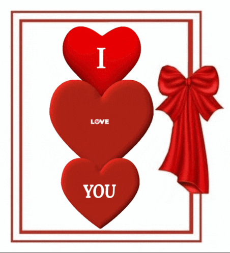 a card that says i love you with a red bow