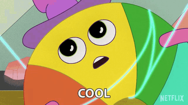 a cartoon character with the word cool written on it