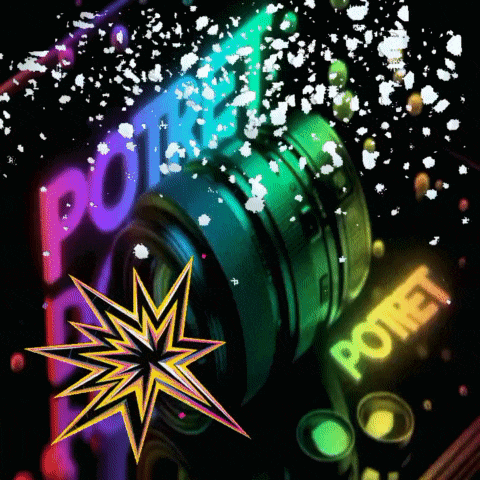 a colorful background with the word potret in the center