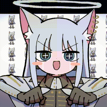 a cartoon drawing of a girl with cat ears and a halo