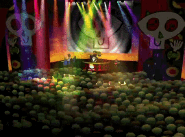 a crowd of people watching a band on stage