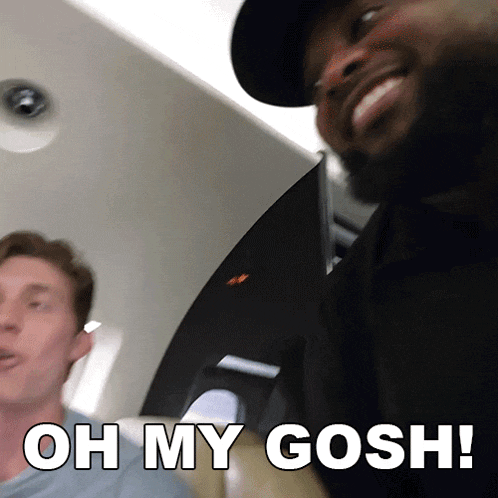 a man says oh my gosh while another man looks on