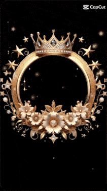 a gold frame with a crown on top of it