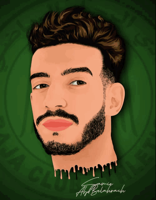 a drawing of a man with a beard and a name written on it