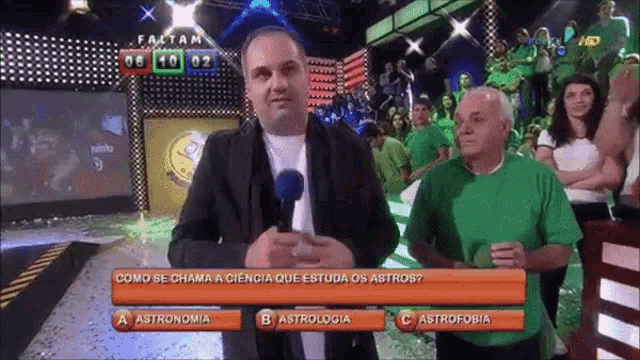 a man stands in front of a sign that says astrofobia on it