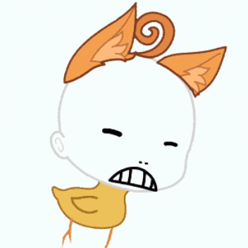 a drawing of a person with a duck around their neck and a cat ear