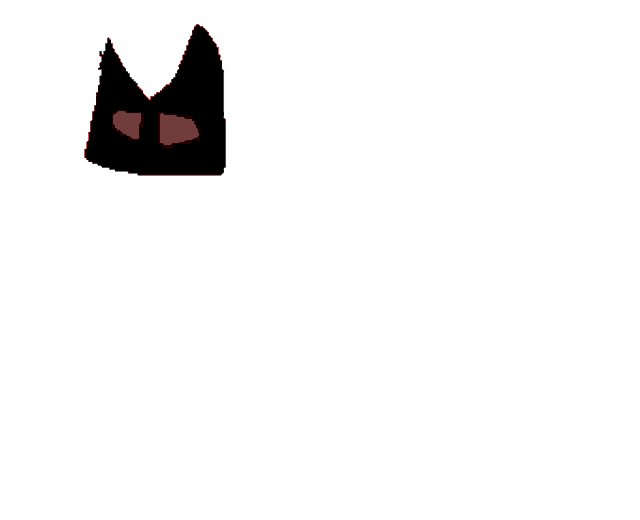 a black cat with red eyes and a crown on a white background .