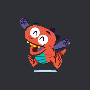 a cartoon dragon is jumping in the air