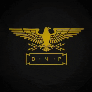 a yellow and green eagle with the letters b.c.p. below it