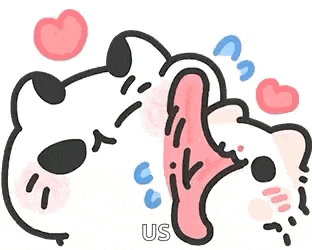 a cartoon of two cats laying next to each other with hearts around them .