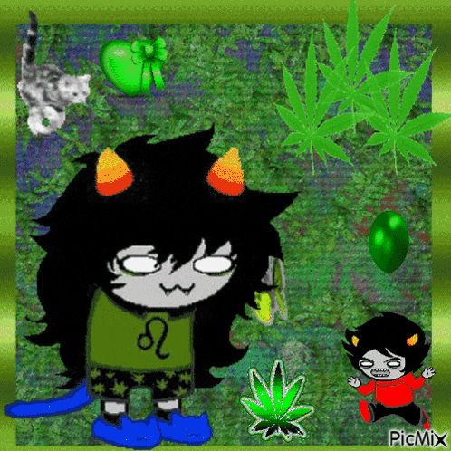a picture of a troll with a green shirt that says ' leo ' on it