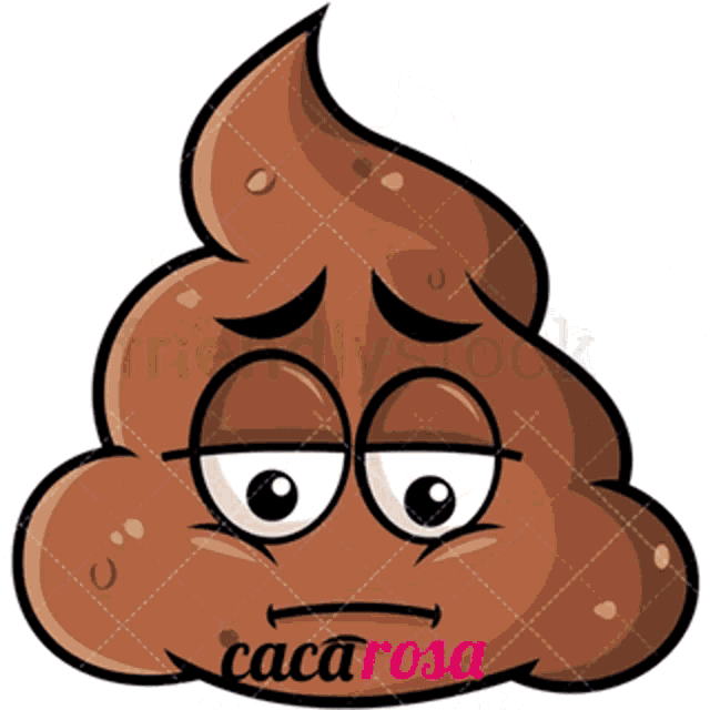 a cartoon illustration of a poop with a sad face