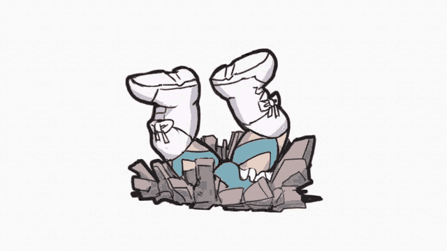 a cartoon of a person 's feet sticking out of a hole in the ground