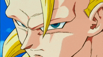a close up of a cartoon character with a blue eye