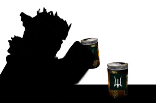 a shadow of a person is cast on a can of beer with a chinese symbol on it