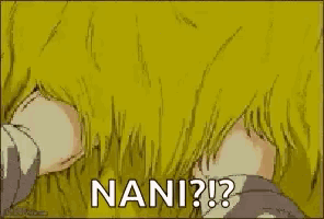 a cartoon of a man covering his ears with his hands and the words nani ? on the bottom .