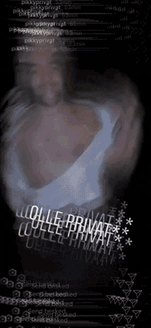 a blurred image of a man with the words collee privat written on it