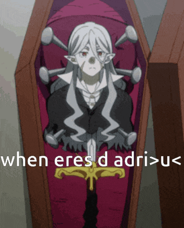 a picture of a vampire in a coffin with the words when eres d adri > us
