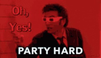 a man in a suit and tie is wearing 3d glasses and says oh yes