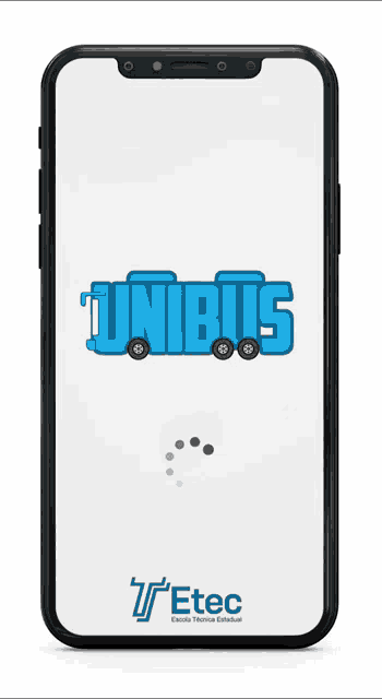 a phone with a loading screen that says unibus