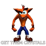 crash bandicoot from crash bandicoot video game is dancing in a video game .