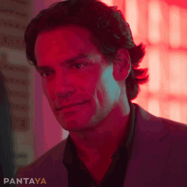 a close up of a man 's face with the word pantaya on the bottom right