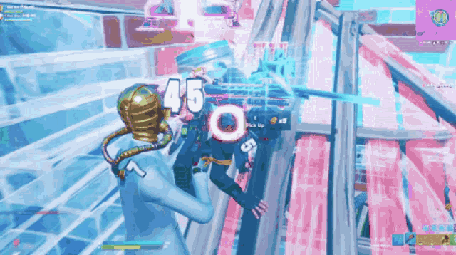 a person in a video game with the number 45 on their back