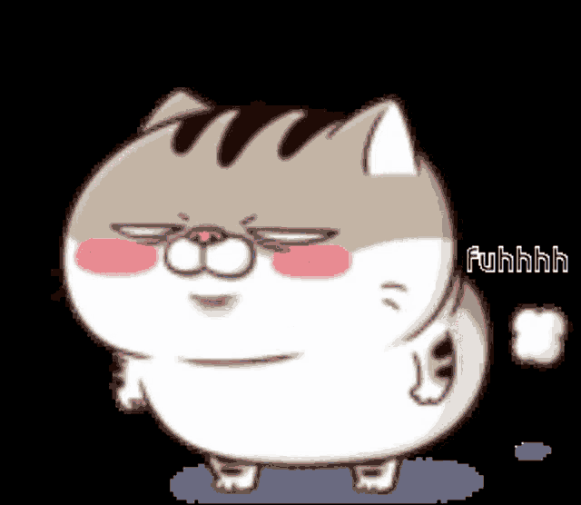 a cartoon cat says fuhhhh on the bottom