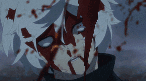 a close up of a person with blood coming out of their nose