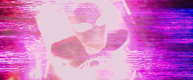 a pink and purple background with a silhouette of a person on it