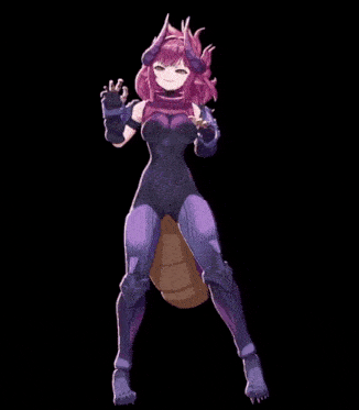 a cartoon of a woman with a purple tail