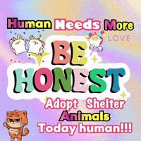 a poster that says " human needs more love be honest adopt shelter animals today human !!! "
