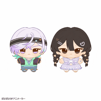 a boy and a girl are standing next to each other with a heart in their hair