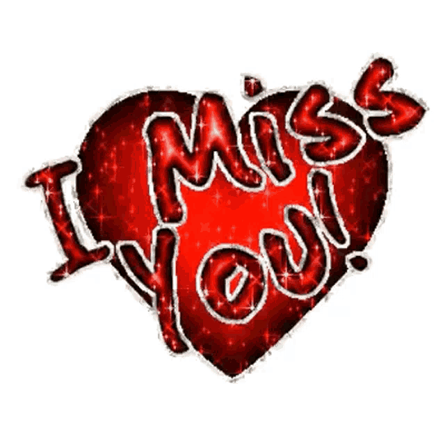 a red heart with the words `` i miss you '' on it