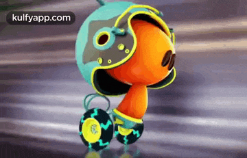 a cartoon character is wearing a helmet and goggles while riding a roller skate .