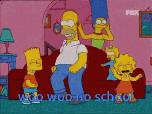 No School Woo GIF - No School Woo The Simpsons GIFs