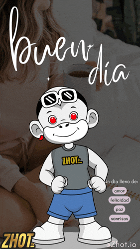 a cartoon of a monkey wearing a shirt that says zhot