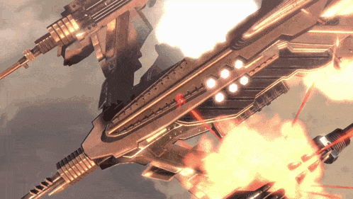 a futuristic weapon is being fired with a red light coming out of the barrel
